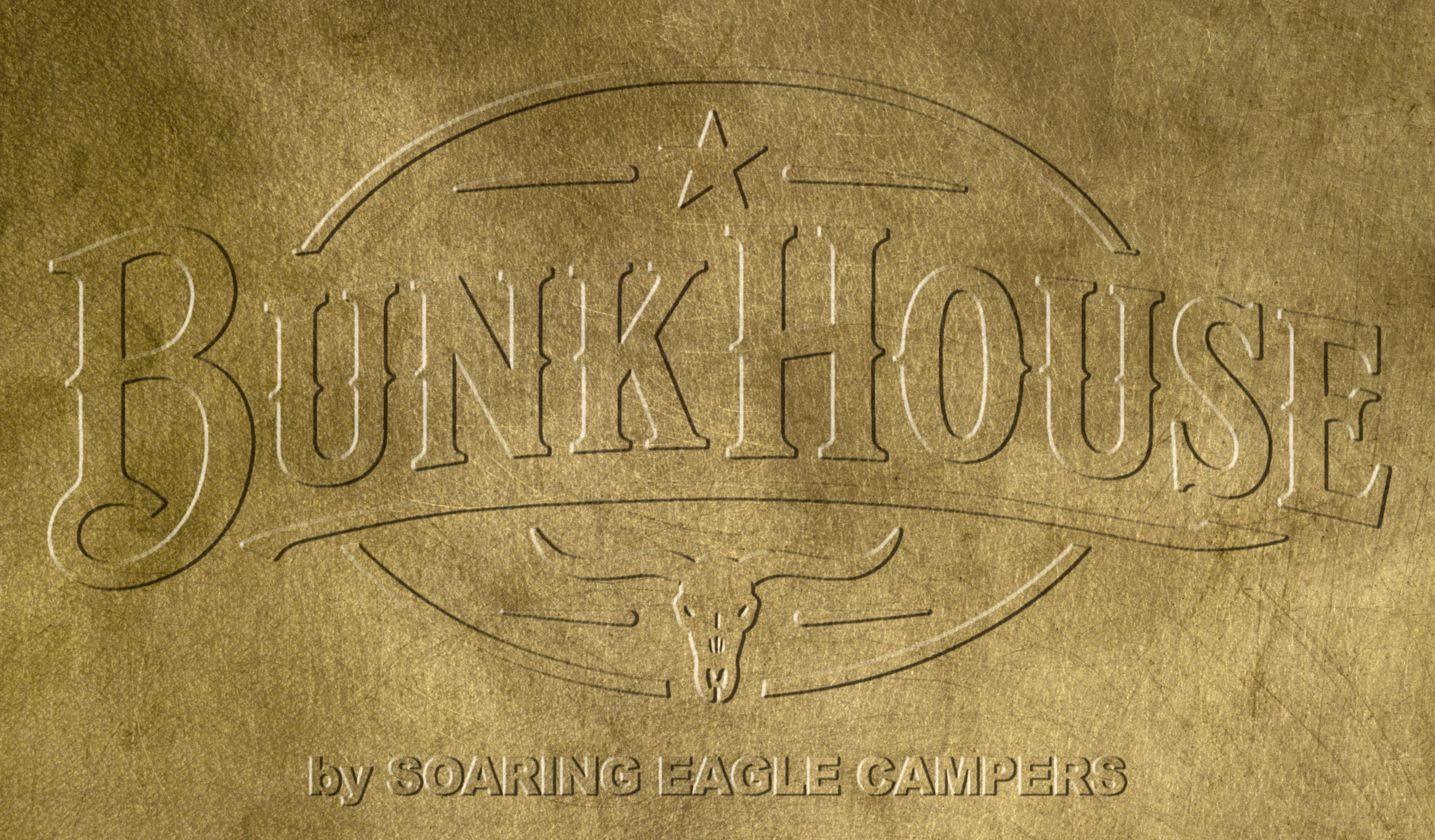 Bunkhouse logo embossed in leather