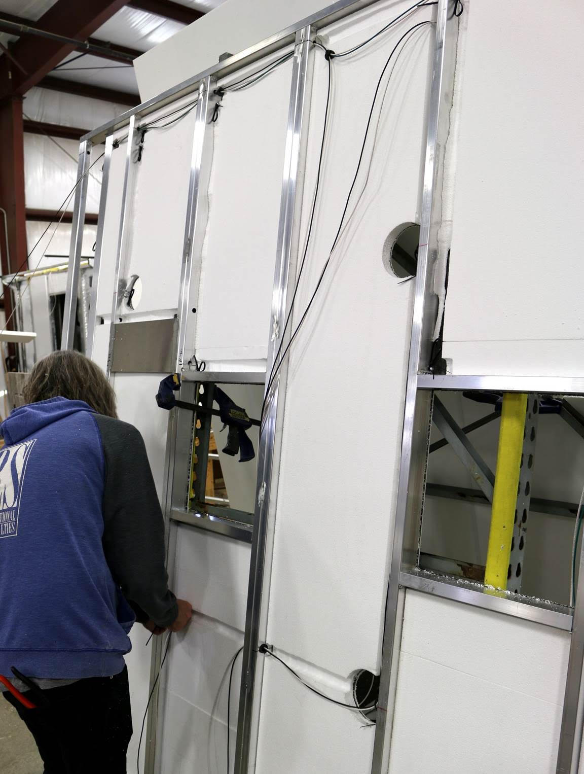 A camper under construction in the Soaring Eagle Campers factory